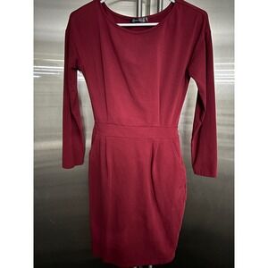 Elegant Long Sleeve Burgundy Dress